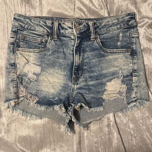 American Eagle Outfitters Light Blue Ripped Jean Shorts